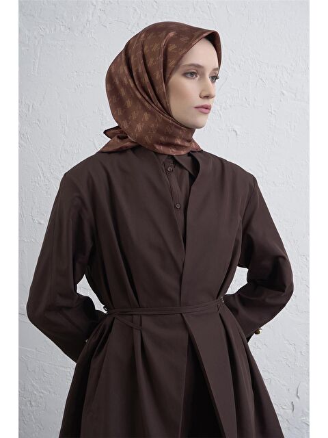 ARMİNE Monogram Desenli Saf İpek Twill Eşarp 9412D 35 - S000500627-29705