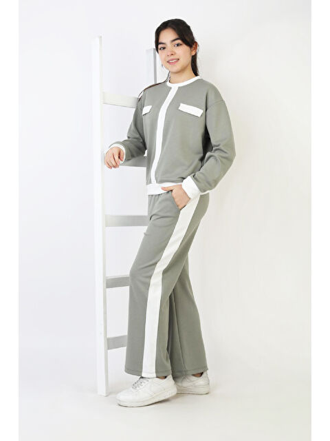 Modanino Kız Çocuk Garni Detaylı ve Geniş Paçalı Alt-Üst Takım 12502 - S000505649-20600