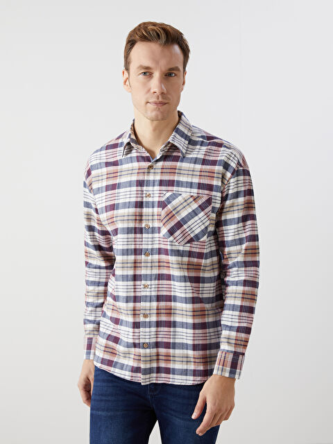 KOOR Loose Fit Erkek Kareli %100 Pamuk Oduncu Gömlek