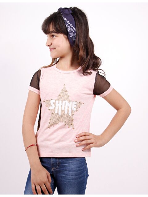 Toontoykids Kız Çocuk Shine Yıldız Baskılı Kol Kısmı Fileli Tişört - S000255044-20024