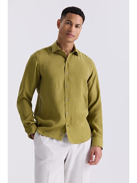 JAKAMEN Ceviz Comfort Fit Düğmeli Yaka Gömlek - S000495826-18194