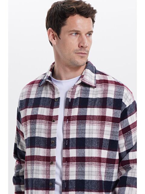 TUDORS Erkek Relax Fit Rahat Kesim Kışlık Kareli Oduncu Gömlek - S000520070-19951
