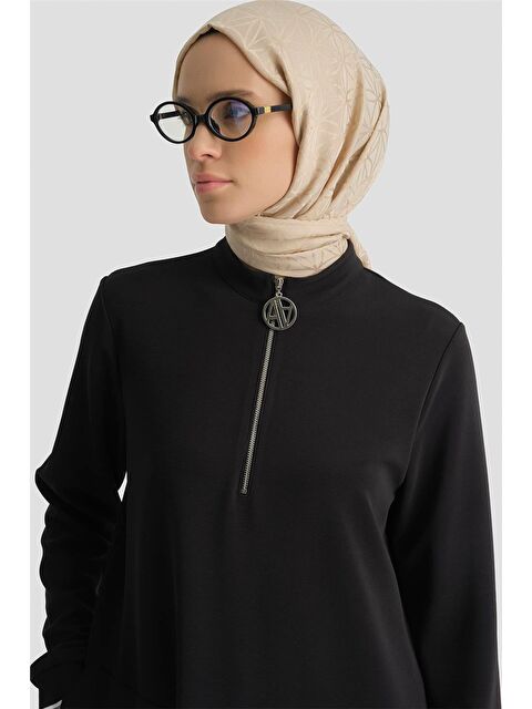 ARMİNE Fermuar Detaylı Tunik Siyah