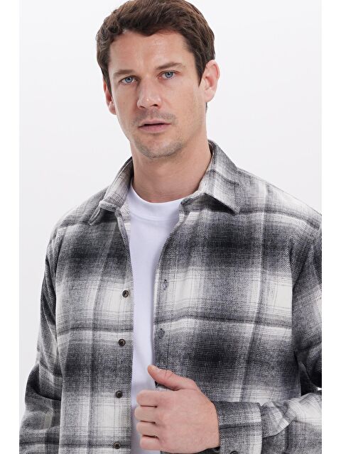 TUDORS Erkek Relax Fit Rahat Kesim Kışlık Kareli Oduncu Gömlek - S000520076-20600