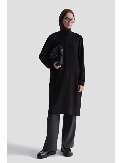 ARMİNE Fermuarlı Uzun Tunik Siyah