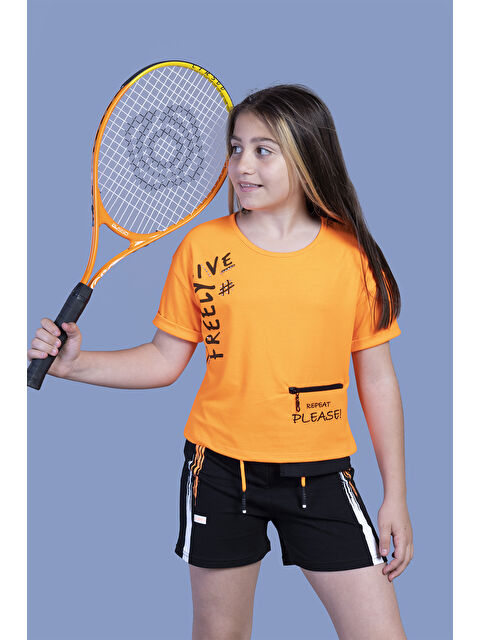 Toontoykids Kız Çocuk Cep Detaylı Baskılı Şortlu Takım - S000271089-20013