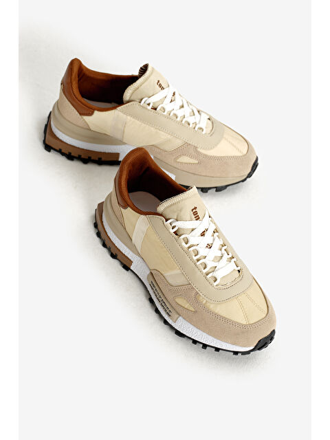 TONNY BLACK Unisex Bej Kahve Kalın Termo Taban Yazı Detaylı Retro Stil Günlük Spor Ayakkabı - S000493940-37207