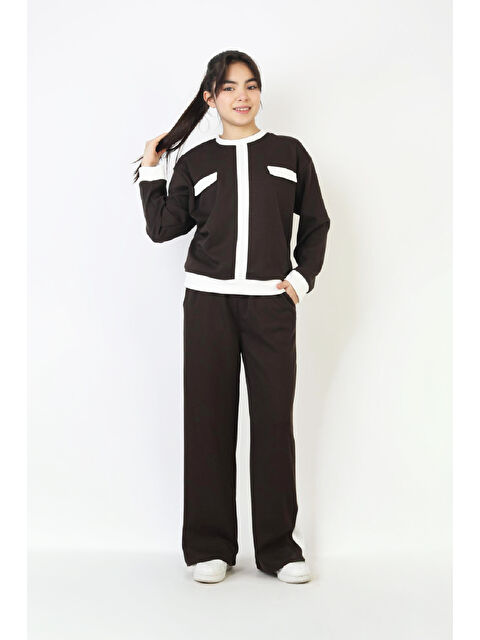 Modanino Kız Çocuk Garni Detaylı ve Geniş Paçalı Alt-Üst Takım 12502 - S000505649-19413