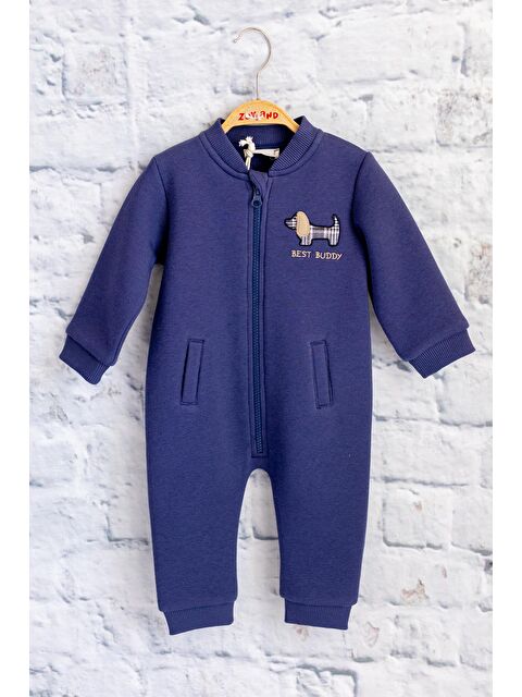 Mi·ni·ni·o Erkek Bebek Köpek Nakışlı Tulum - İndigo - S000363659-23093