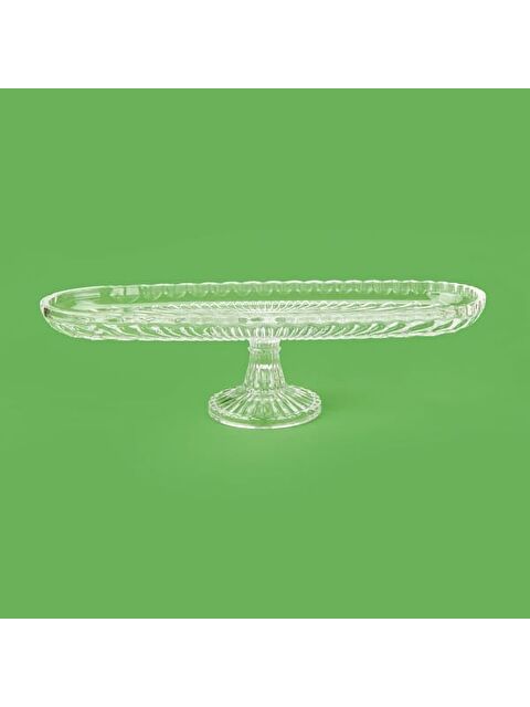 Alegre Glass Damla Ayaklı Kayık Sunumluk - Şeffaf - 39x14x11 cm