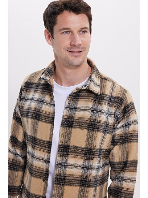 TUDORS Erkek Slim Fit Dar Kesim Kareli Kışlık Oduncu Gömlek - S000520084-19413