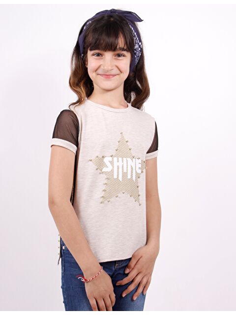Toontoykids Kız Çocuk Shine Yıldız Baskılı Kol Kısmı Fileli Tişört - S000255044-1358