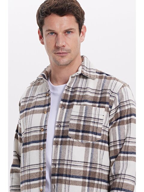 TUDORS Erkek Regular Fit Rahat Kesim Kışlık Kareli Oduncu Gömlek - S000520085-23173