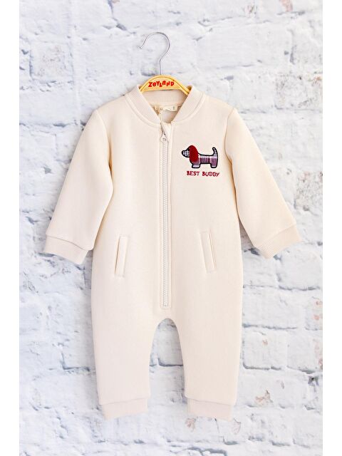 Mi·ni·ni·o Erkek Bebek Köpek Nakışlı Tulum - Krem - S000363665-19966