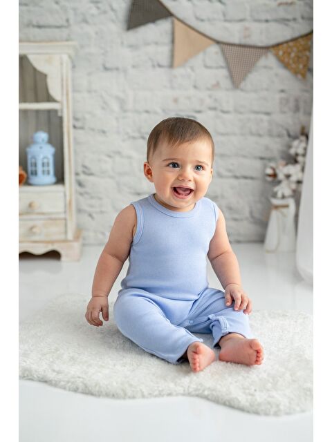 MİNİNİO Gots Sertifikalı %100 Organik Pamuk Sıfır Kollu Tulum (3-24Ay) - S000363668-17234