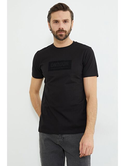 Fullamoda Ontour Yazı Baskılı Bisiklet Yaka Tişört