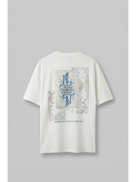 Abluka Online Erkek Oversize Nakış Detaylı Anadolu Motifi T-Shirt Ekru - S000512666-19965