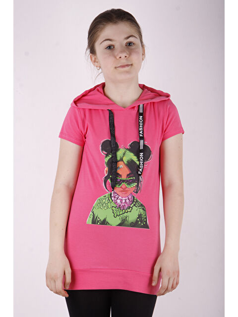 Toontoykids Kız Çocuk Billie Eilish Baskılı Kapüşonlu Tişört