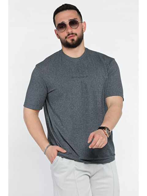 Mishar İtalia Bisiklet Yaka Kendinden Desenli Erkek Tişört - S000373017-20019