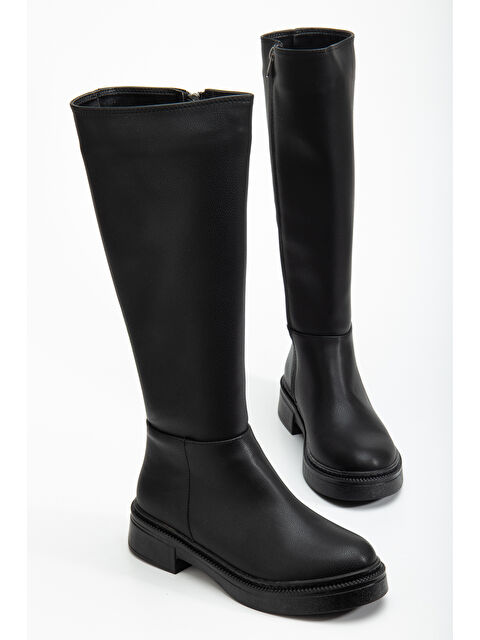 TONNY BLACK Kadın Siyah Cilt Kalın Termo Taban Fermuarlı Çizme - S000493886-14430