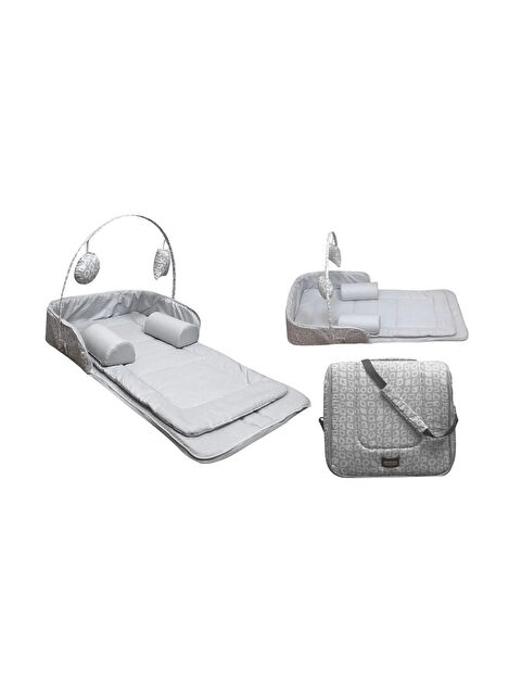 Babyjem Oyuncaklı Portatif Yatak Alt Açma Anne Çantası Gri - S000500632-20600