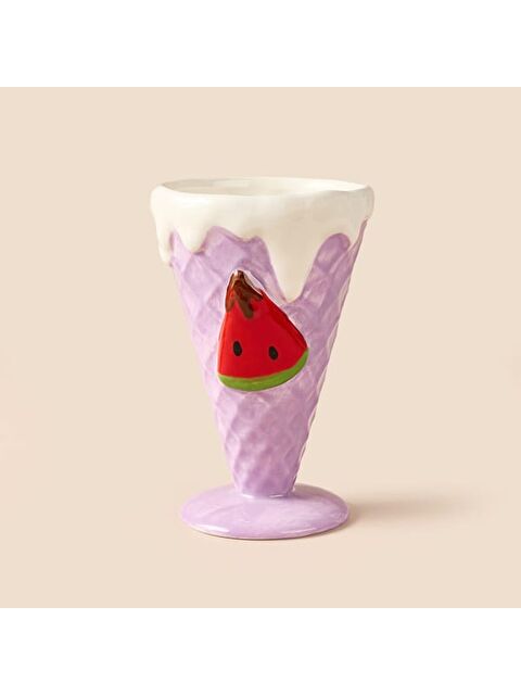 Evidea Kitchen Karpuz Desenli Seramik Dondurmalık - Mor