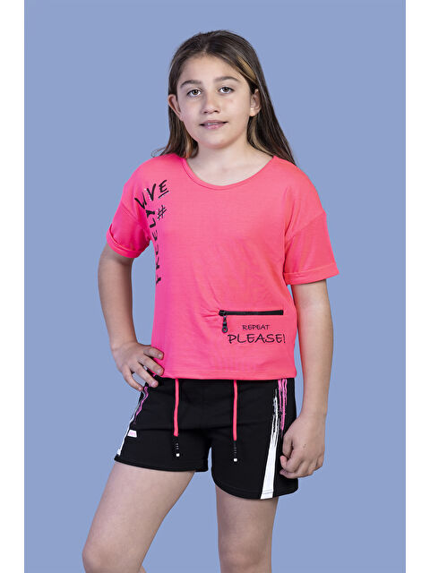 Toontoykids Kız Çocuk Cep Detaylı Baskılı Şortlu Takım - S000271089-18686