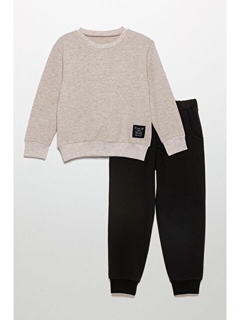 For You Kids Etiket Detaylı Sweatshirt Jogger Taş Alt Üst Takım - S000273994-25636