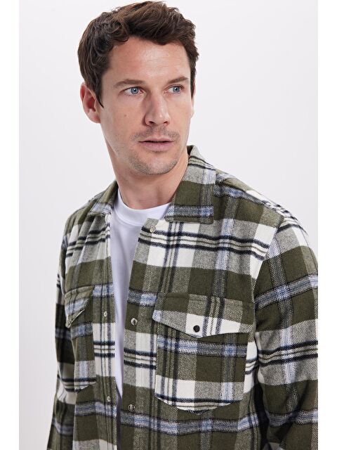 TUDORS Erkek Regular Fit Rahat Kesim Kışlık Kareli Çift Cepli Çıtçıtlı Gömlek - S000520096-23173