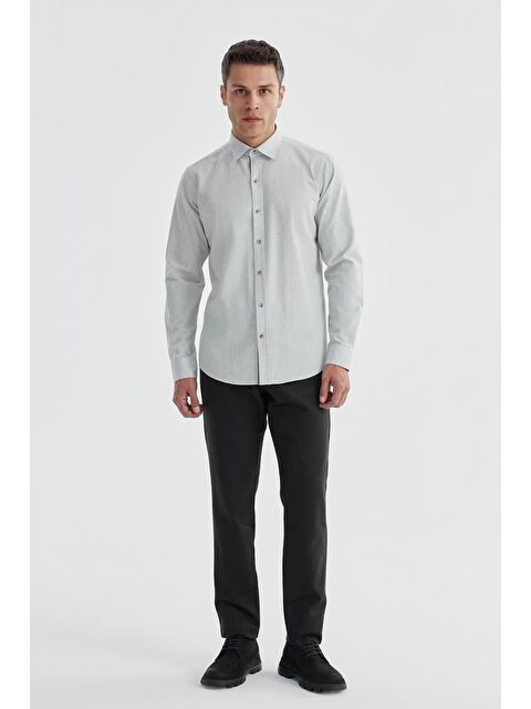JAKAMEN Gri Comfort Fit Gizli Düğmeli Yaka Gömlek - S000495837-20600