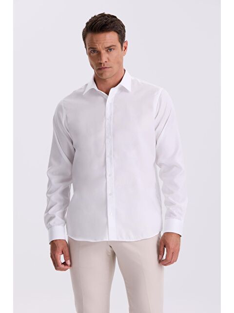 JAKAMEN Beyaz Comfort Fit Ütü Gerektirmeyen %100 Pamuk Non İron Gömlek - S000495840-20063