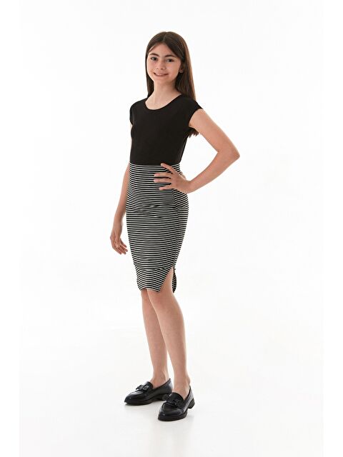 Fullamoda Çizgili Beli Lastikli Kız Çocuk Etek - S000384996-19351