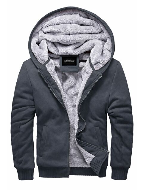 Madmext İçi Kürklü Füme Fermuarlı Sweatshirt 22377 - S000051067-33408