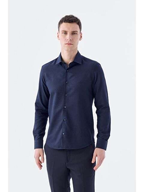 JAKAMEN Koyu Lacivert-2 Comfort Fit Pamuklu Kolay Ütülenebilir Gömlek - S000495844-21164