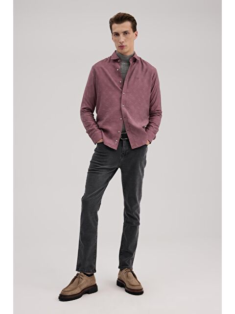 JAKAMEN Gül Kurusu Comfort Fit Desenli Viskon Karışımlı Gömlek - S000495848-20024