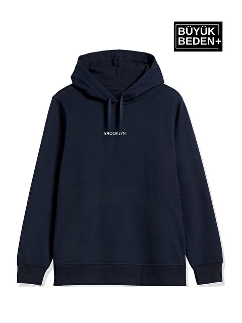 Süperlife Kadın Orta Brooklyn Baskılı Büyük Beden İnce Kapüşonlu Swatshırt SPR25BSWk61 - S000342802-21164