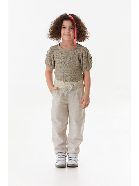 Fullamoda Beli Lastikli Kız Çocuk Keten Pantolon - S000381026-19928