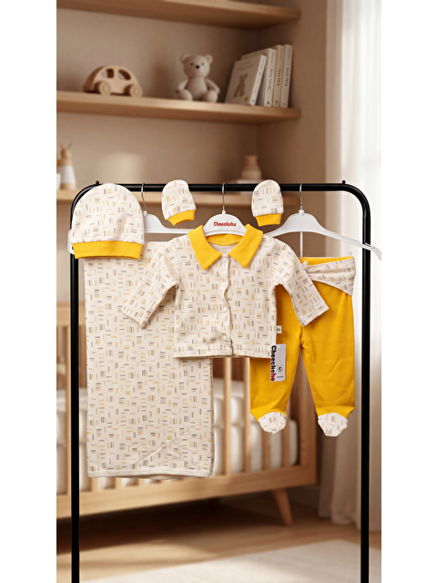 Mışıl Kids Tüm Alan Desenli Yakalı 6'Lı Erkek Bebek Yenidoğan Takımı