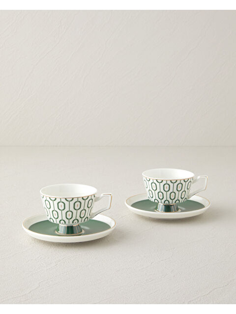 English Home Octavia New Bone China 4 Parça 2 Kişilik Kahve Fincan Takımı 90 ml Koyu Yeşil - S000335572-19416