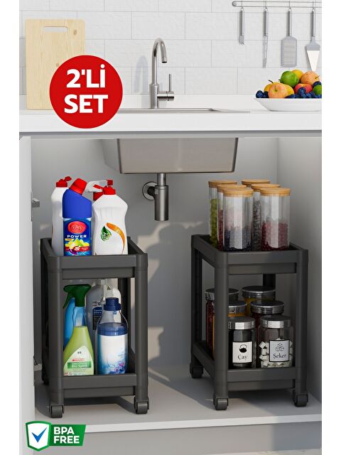 Nandy Home 2 Adet Tezgah Altı Tekerlekli Raf Ünitesi - S000295854-19351