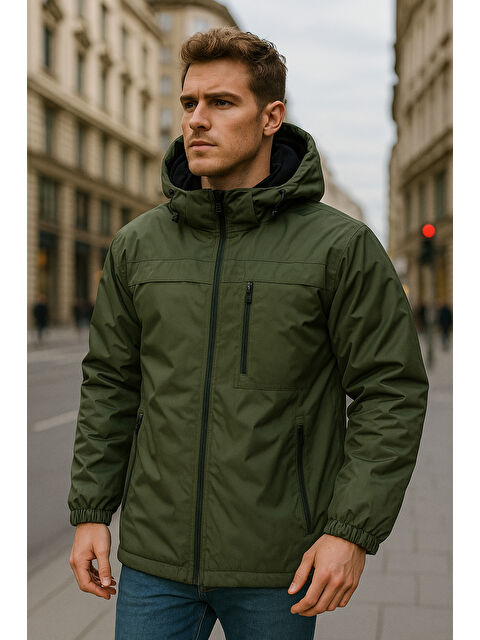 Remsa Erkek Kapüşonlu Cep Detaylı İçi Polar Kışlık Mont 2540 Haki - S000499182-18547