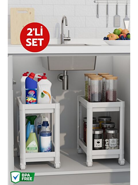 Nandy Home 2 Adet Tezgah Altı Tekerlekli Raf Ünitesi - S000295852-20063