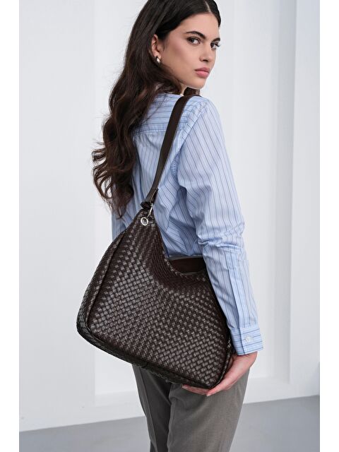 Shulebags Valerie Örgülü Omuz Çantası Kahve - S000501946-19413