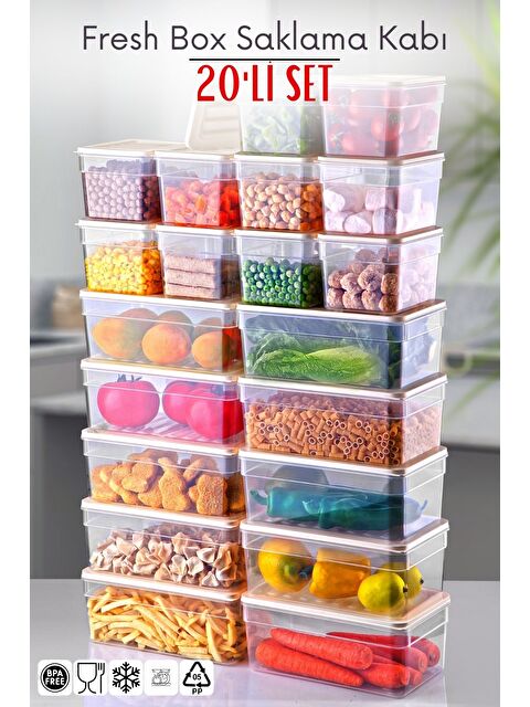 Nandy Home 20 Parça Set Freshbox Mikrodalga ve Difrize Uygun Saklama Kabı - S000295848-19966