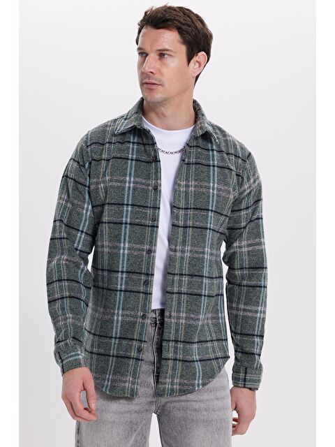 TUDORS Erkek Slim Fit Dar Kesim Kareli Kışlık Oduncu Gömlek - S000520103-23173