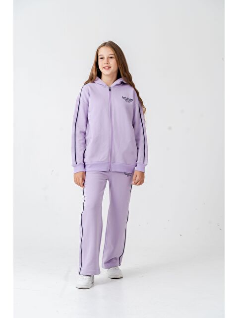 Mışıl Kids Sports Academy College Team Us-86 Nakışlı Kapüşonlu Ön Fermuarlı Kız Çocuk Alt Üst Eşofman Takımı - S000490594-475