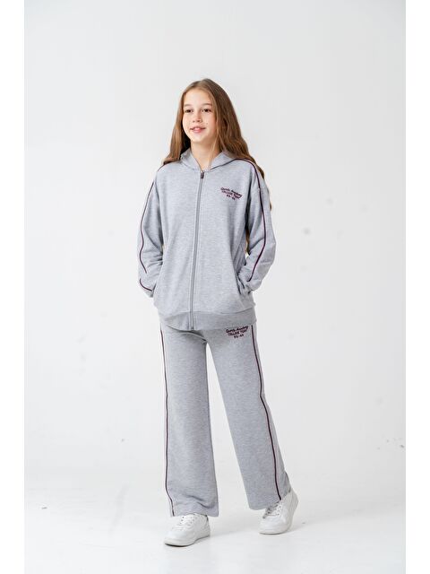 Mışıl Kids Sports Academy College Team Us-86 Nakışlı Kapüşonlu Ön Fermuarlı Kız Çocuk Alt Üst Eşofman Takımı - S000490594-20600