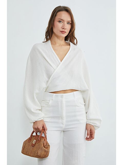 Fullamoda Önü Bağlamalı Yarasa Kol Bluz - S000529317-19965