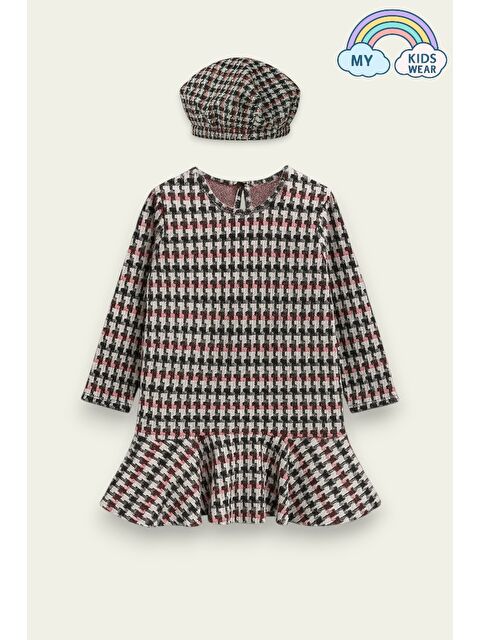 My Kids Wear Kız Çocuk Desenli Kışlık Elbise ve Şapka Takım 3-12 Yaş 12262 - S000490596-3495