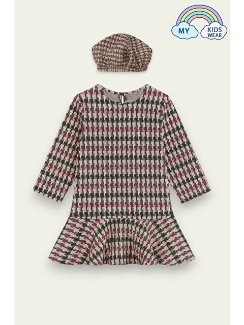 My Kids Wear Kız Çocuk Desenli Kışlık Elbise ve Şapka Takım 3-12 Yaş 12263 - S000490596-37396